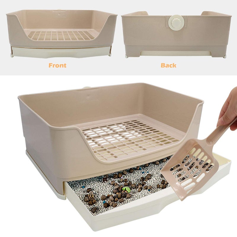 BWOGUE Large Rabbit Litter Box Toilet,Potty Trainer Corner Bedding with Drawer Larger Pet Pan for Adult Guinea Pigs, Rabbits, Hamster, Chinchilla, Ferret, Galesaur, Small Animals(White) - Image 3